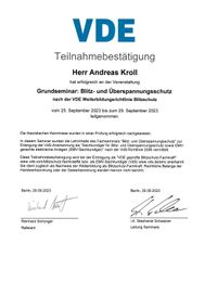 Grundseminar Blitz-&Uuml;berspannungsschutz-VDE 2023-Kroll